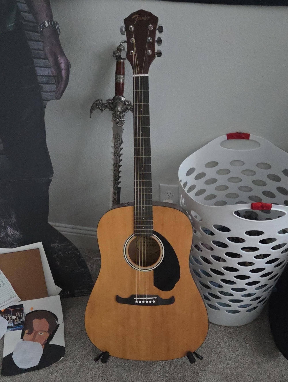 Fender Acoustic Guitar in Natural Wood and Black